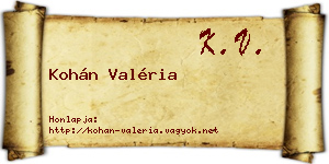 Kohán Valéria névjegykártya